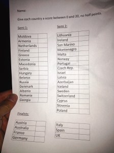 Bulletin de votes OGAE Belgium